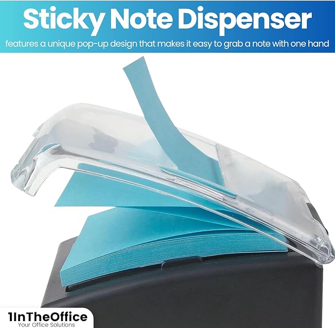 1InTheOffice Pop-Up Note Dispenser, Sticky Note Dispenser, Self-Stick Note Pad Holders, 3x3, Black, 1 Pack