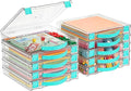 Vtopmart 10 Pack Board Game Storage with Handle and Snap-Tight Latch Lid | Clear Craft Organizer Fit 12" x 12" Papers, Stackable Storage Box for Scrapbook Storage, Art Supply Storage, Puzzle Storage