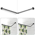 L Shaped Shower Curtain Rods, Adjustable (23''-69'' X 23''-69'') Corner Shower Rod with 12 Shower Curtain Rings, All 304 Stainless Steel, for Bathroom, Bathtub, Clothing Store, Need to Drill, Black