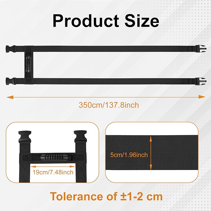 137.8 Inch Box Carrying Strap with Handle, Extra-Long Adjustable Heavy Duty H-Shaped Style Straps with Strap Organizer Clip, Handheld Belt Designed for Safely Lifting Large Boxes, Easy to Move Luggage
