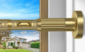 Gold Tension Curtain Rod 41-185In(4-15Ft), Extra Long Outdoor Curtain Rod No Drilling for Window or Patio, Heavy Duty Shower Rod for Bathroom,Rod Diameter 1.26In-One-bond stretching