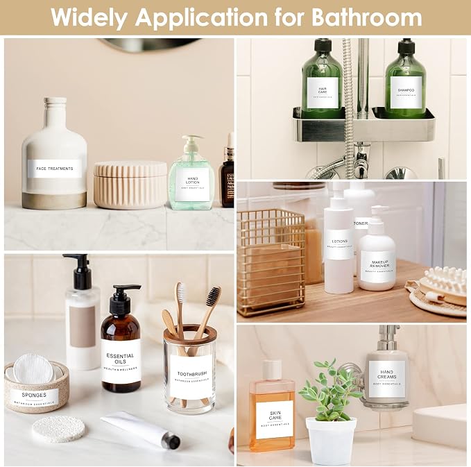 Cludoo 372 PCS Preprinted Minimalist Home Laundry Bathroom Labels for Organizing with DIY Blank Labels, Waterproof Oil Resistant Stickers for Bathroom Laundry Home Beauty Organization Supplies Labels