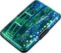 Credit Card Holder Wallet for Women Men RFID Blocking Small Metal Business Aluminum Protector Sleeves Slim Mini Cards Case (Bridge and Water Lily Pond)