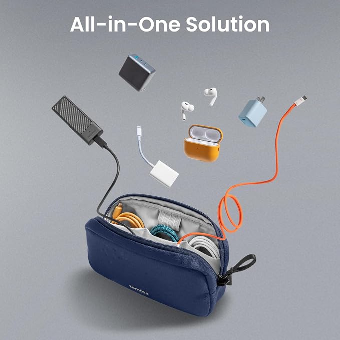 tomtoc Electronics Organizer Travel Case, Cable Organizer for Essentials | Water Resistant Tech Pouch Accessories Travel Bag Carry Storage for Cord, Phone, Cables, Airpods, USB Drive, Daily Items