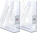 Acrimet Magazine File Holder, Vertical Desk Organizer, Clear, 2 Pack | Durable Plastic, Office & Home Use, Rack Design for Folders and Mail, Space-Saving Storage