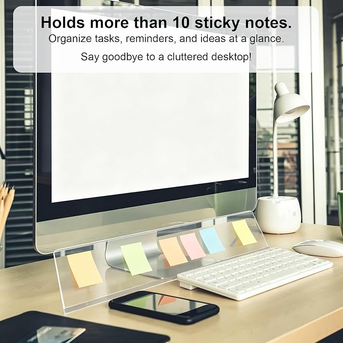 Monitor Memo Board Holder, 35.2x12cm/14x5in Acrylic Office Organization Computer Monitor Memo Board Screen Saver for Home Office Desktop Accessories (Transparent)