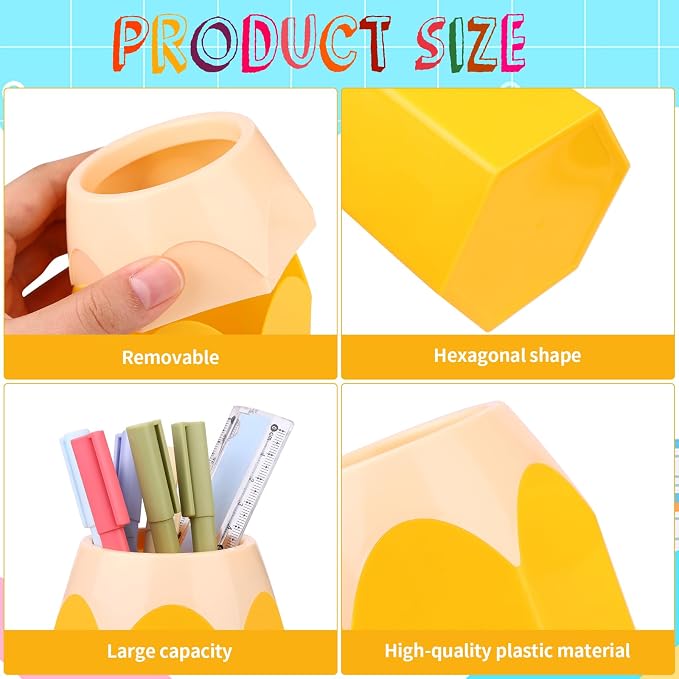 9 Pcs Pencil Shaped Pen Holders Pencil Storage Organizer Cute Plastic Pencil Holder for Desk Desktop Pen Cup Colorful Vase Pen Pot Makeup Brush Container Cartoon Stationery Rack for Office