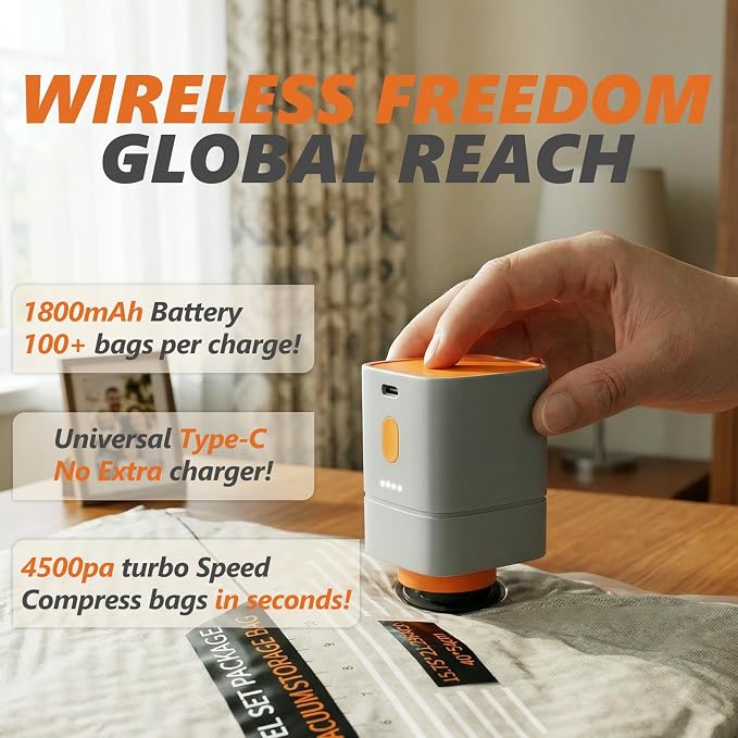 Rechargeable Wireless Pump Travel Vacuum Bags Set,Vacuum Storage Bags Portable Space Saver Bags for Travel, Home, Vacuum Compression Packing Seal for Clothes Seasonal Storage 12 Combo Set