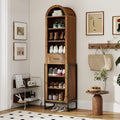 YU YUSING 71" Tall Shoe Storage Cabinet, 8 Tiers Arched Shoe Rack Organizer with Drawer, Freestanding Shoe Closet Shelf with Open Storage for Closet, Entryway, Living Room