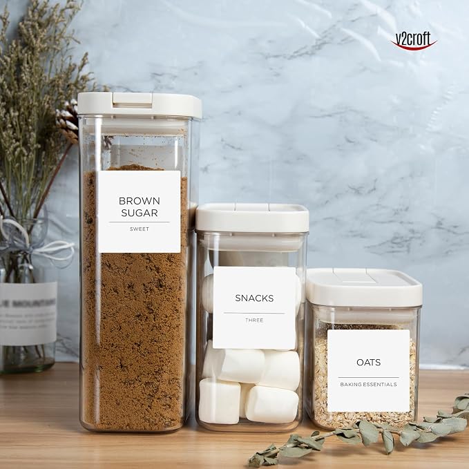 168 Pantry Labels for Food Containers, Minimalist White Matte Stickers Black Fine Line Text,Preprinted Waterproof Label for Glass Jars, Bottles & Canisters,Pantry Organization Storage