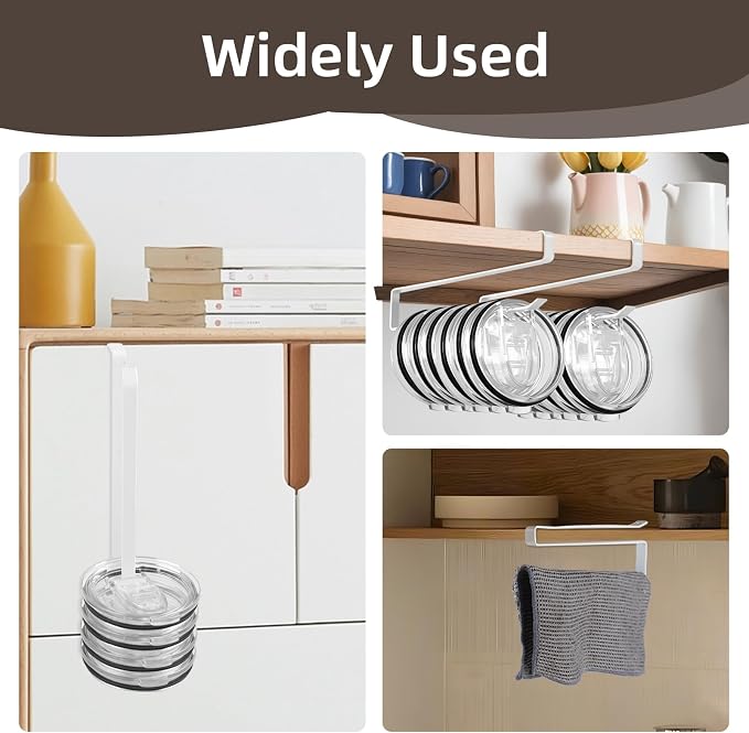 LveSunny Tumbler Lid Organizer,2 Pack Cup Lid Organizer for Yeti Tumbler Lids,Single Water Bottle Lids Organizer Holds Up to 12 Lids, Space Saving Under Cabinet Lid Holder Rack