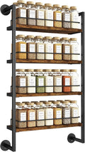 IBUYKE 4 Tier Spice Rack Wall Mount for Kitchen,Brown TLJ016H | Hanging Seasoning Organizer Large Spice Rack for Wall Spice Organization for Kitchen Cabinet Bathroom Pantry Living Room