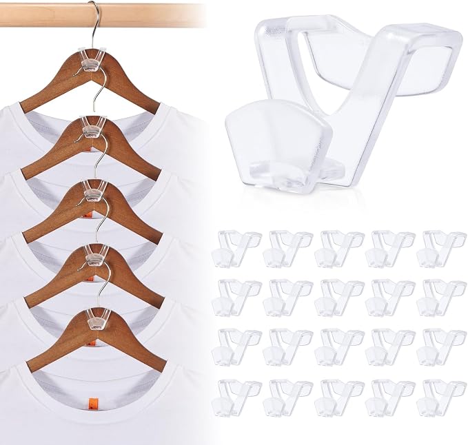 HOUSE DAY Closet Organizers and Storage, College Dorm Room Essentials - 60 Pack Clear Clothes Hanger Connector Hooks, Heavy Duty Hangers Organization, Premium Space Saving Hangers