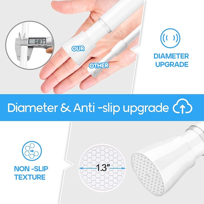 Tension Curtain Rod White Tension Rod 2pcs Spring Curtain Rod Non Slip Tension Rods For Windows 28 To 48 Inch No Drilling Adjustable Tension Rods of Curtain Window Closet Kitchen Wardrobe1