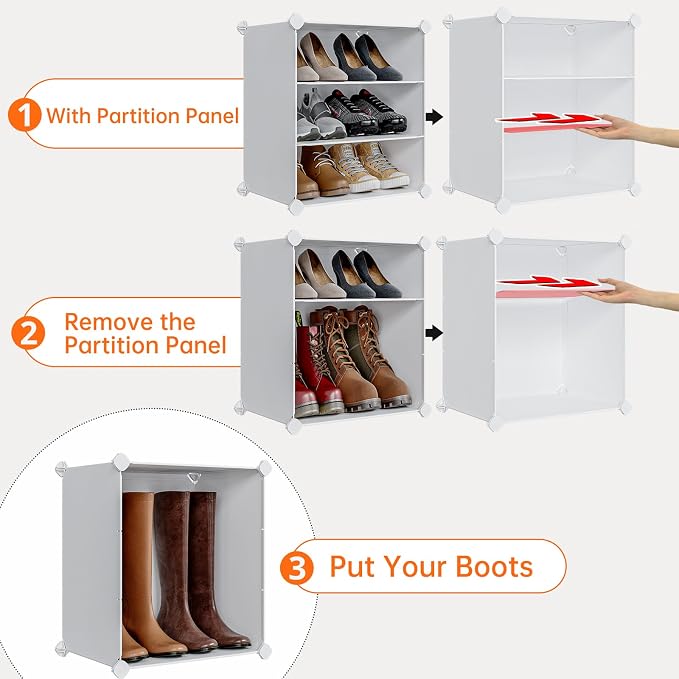 MAGINELS 72 Pairs Shoe Rack Organizer,Shoes Storage Cabinet,Shoe Closet Storage Organizer System,Large Tall Shoes Shelves for Living Room,Closet,Bedroom,Hallway, White(48x12x72in)