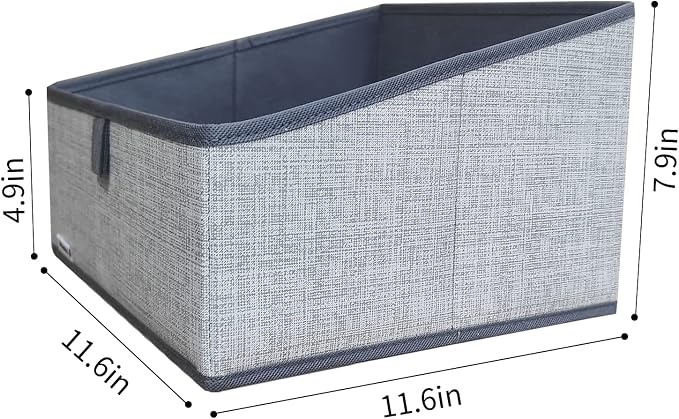 3 Packs Closet Storage Bins - Trapezoid Large Storage Box - Foldable Fabric Baskets for Organizing Clothes - Baby Toiletry, Toys, Towel, DVD, Book (1# Dark Grey, 11.6 x 11.6 x 7.9 inches)