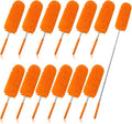 Tanlade 12 Pcs Microfiber Feather Duster for Cleaning, Extendable 13-31 Inch Ceiling Fan Duster with Bendable Head, Washable Tools for Ceiling Fans, Furniture, Car, Cobwebs (Orange)