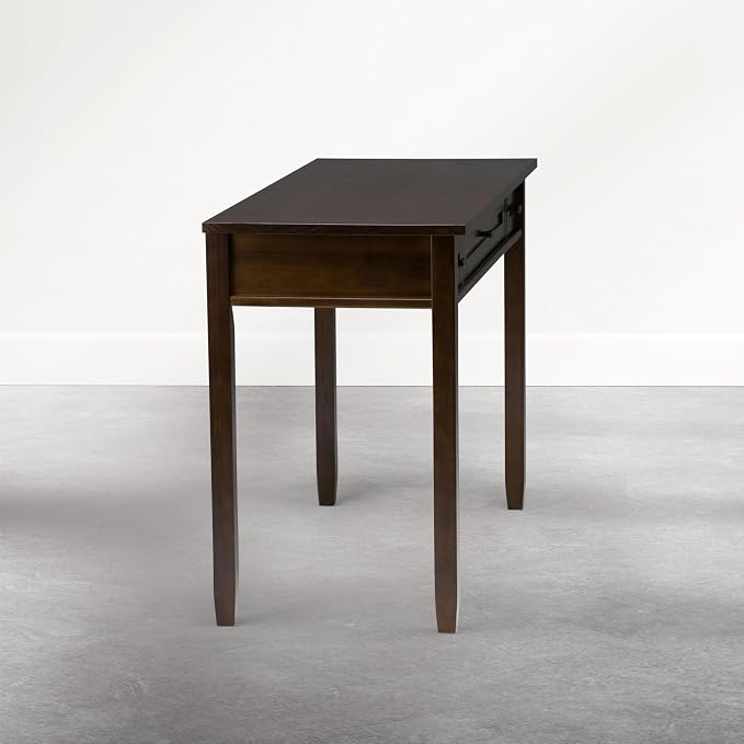 SIMPLIHOME Warm Shaker Desk - 48 Inch Wide Solid Wood Writing Desk in Mocha Brown, Transitional Home Office Computer Table for Workspace or Study with Flip-Down Keyboard Tray and 2 Drawers