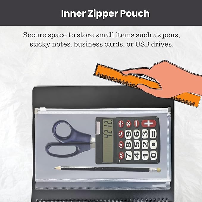 Performore 24 Pocket Spiral Project Organizer with 12 Dividers, Fits 8.5" X 11" Letter Size Papers Folder with Dividers, Front and Back Customizable Covers, Erasable Write On Tabs for Documents Files