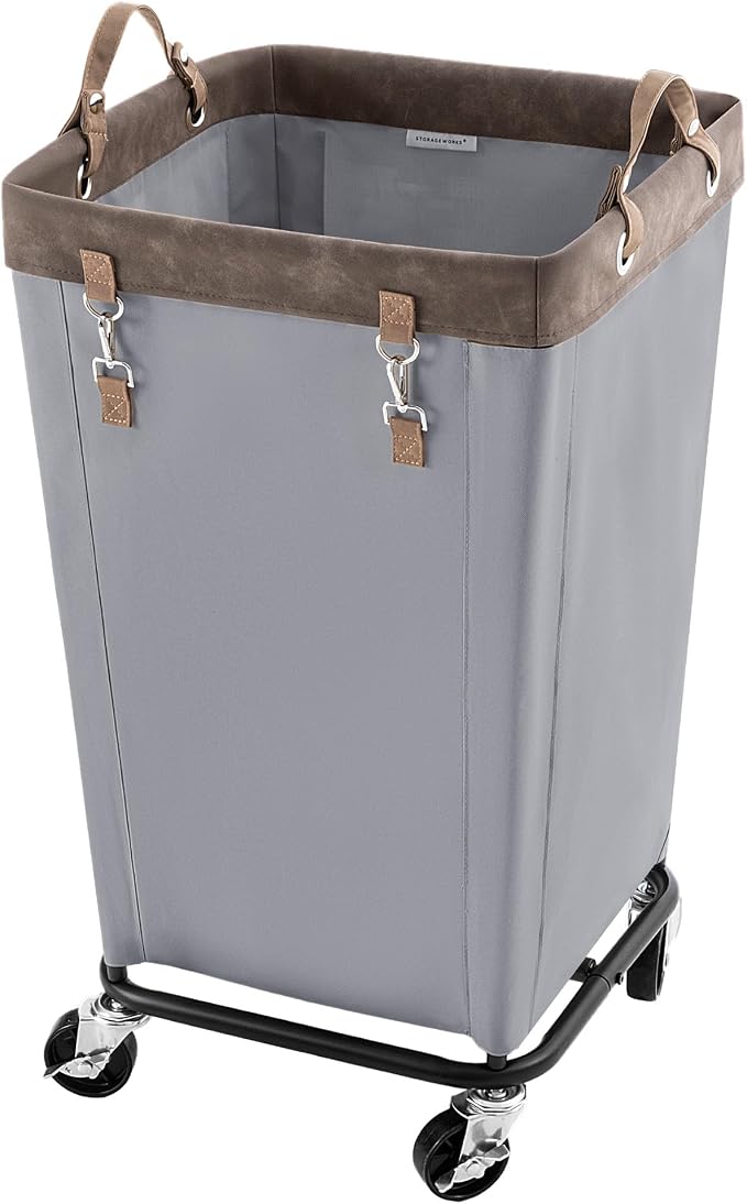 StorageWorks Laundry Basket with Wheels for Clothes, 160L Slate Hamper Cart