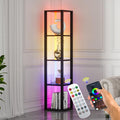 VILICK Corners Shelf with Light 5 Tier Tall Standing Shelf Dimmable Corner Floor Lamp with Shelves LED Corner Bookshelf Display Cabinet Shelf for Living Room, Bedroom, Home Decor