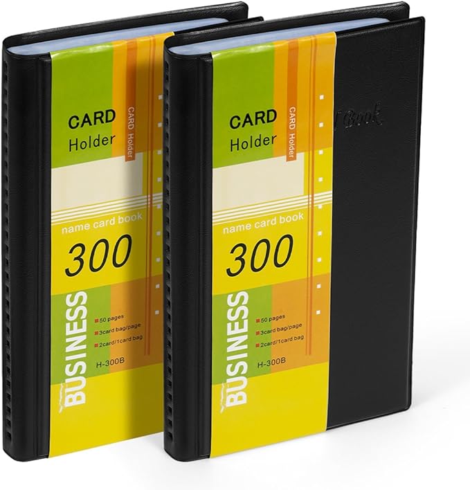 Business Card Holder Organizer Book - PU Leather, 2 Pack Total For 600 Business Cards