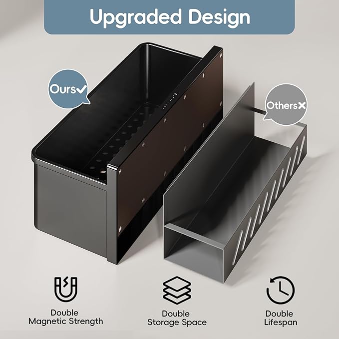 Magnetic Spice Rack for Refrigerator Large Magnet Shelf for Fridge Kitchen Organizer and Storage with 5 Removable Golden Hooks