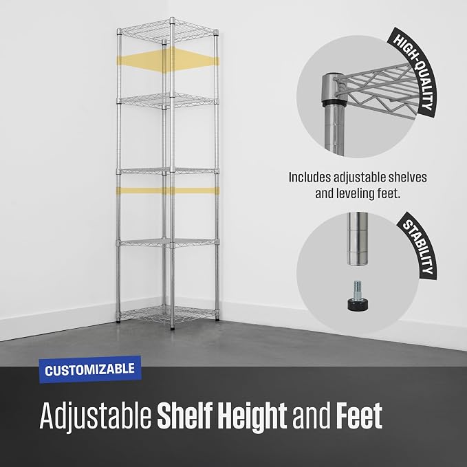 SafeRacks NSF 5-Tier Heavy Duty Steel Wire Shelves (18"x18"x72")