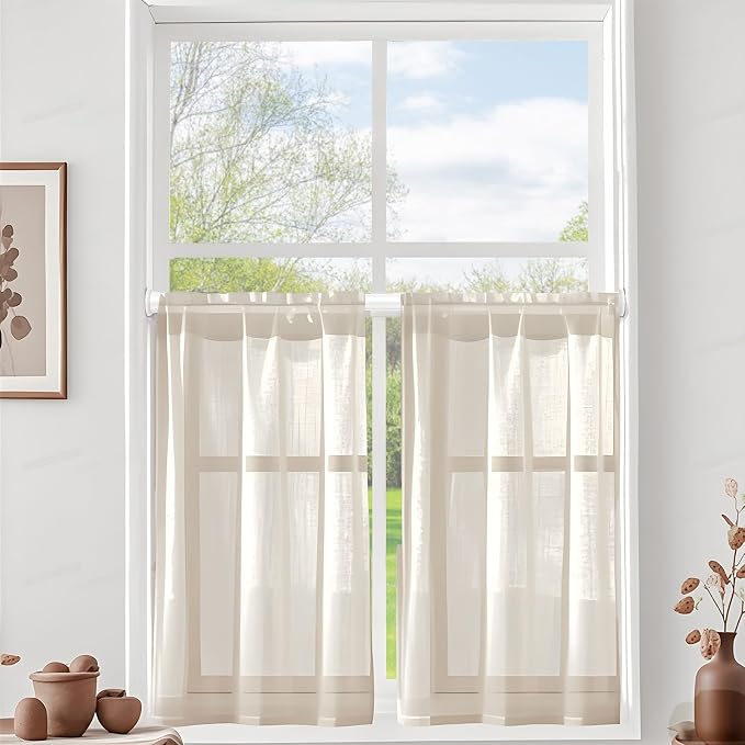 2 Pack Spring Tension Curtain Rods 24-46 Inches, Spring Loaded Curtain Rods No Drilling, Adjustable Expandable Tension Rod for Window Doorway Doorway Kitchen Curtain Bedroom Closet, White