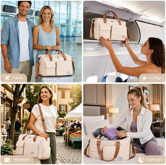 FIORETTO Women's Gym Duffle Bag with Shoes Compartment, 30L Capacity, Ideal for Travel, Gym, Sports, Duffel, Weekender