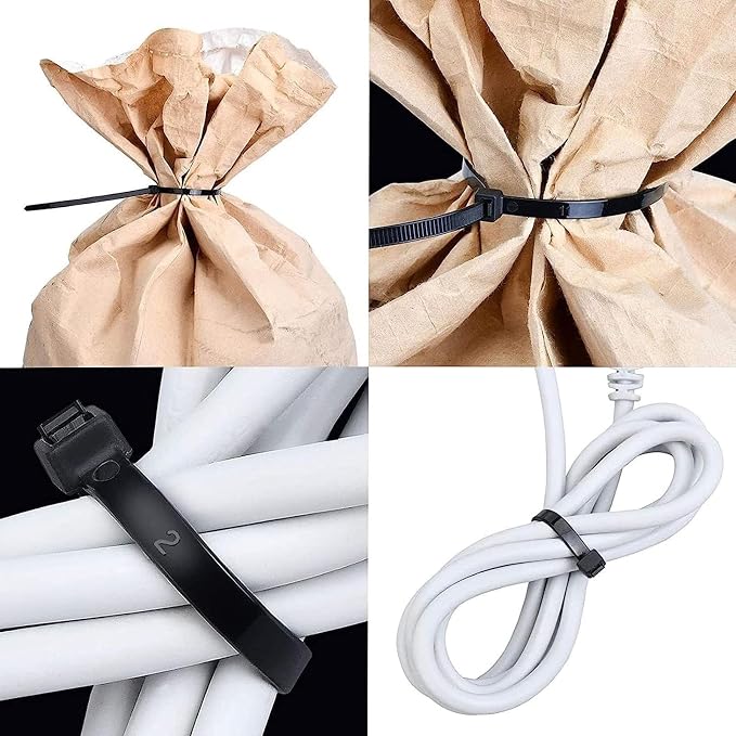 Zip Ties 18 Inch Black Cable Ties Wraps 100 Pcs with 60 Pounds tensile | Long Plastic Ties 60 Pounds tensile By WANGFA