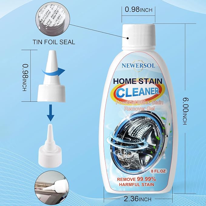 Black Stain Remover Gel, Washing Machine Cleaner, Grout Cleaner 2-Pack | Household Cleaner for Washer Gaskets Refrigerator Door Seal Sink Showers Bathroom Floor Tile, Thick Gel Clings