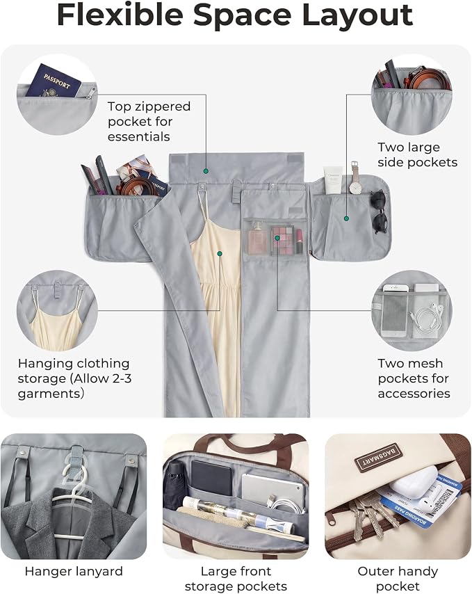 BAGSMART Garment Bag Duffle Bag for Travel Convertible 2 in 1 Suit Bag for Hanging Clothes Carry on Travel Bag with Shoes Bag,Shoulder Strap Weekender for Dresses, Coats, Shirts (Black)