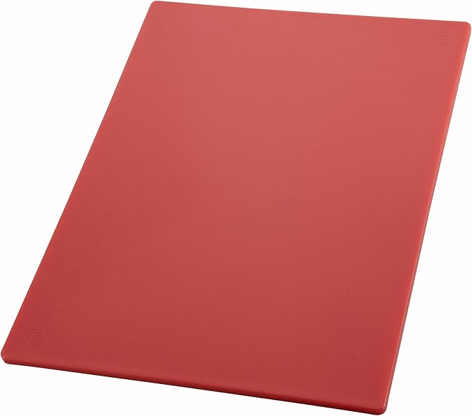 Winco Heavy-Duty Plastic Cutting Board, 15" x 20" x 1/2", Red (Set of 6)
