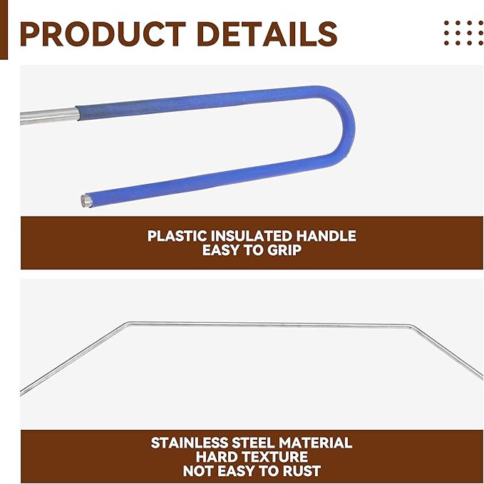Deep Fryer Cleanout Rod 25" Stainless Steel Angled Drain Cleaning Unclogger Tool for Commercial Kitchen, Restaurant Fryer, 1 PCS