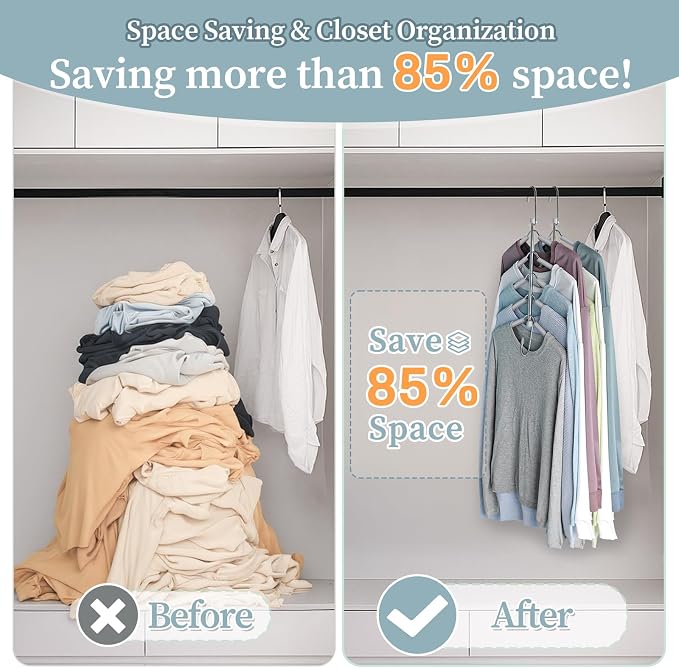 Clothes Hangers Space Saving Shirt Hangers, Non Slip Multi Shirt Organizer for Closet with Foam Padded Closet Organizers and Storage for T Shirt Short Dress Sweater Blouse Hoodie Coat Grey 4 Pack