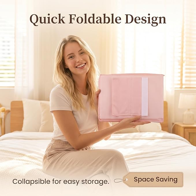 3-Shelf Closet Hanging Organizer Foldable Hanging Storage Shelves with Strong Magic Tapes Space-Saving Wardrobe Hanging Shelf for Clothes Towels Accessories Pink