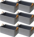 6 Pack Closet Cloth Storage Bins with Handles（ Gray 15''L x 10''W x 8''H）