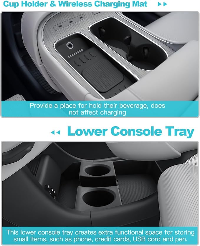 CDEFG 3Pcs for 2026 Hyundai Palisade Center Console Organizer, for 2026 Hyundai Palisade Accessories Lower Console Organizer Wireless Charging Mat