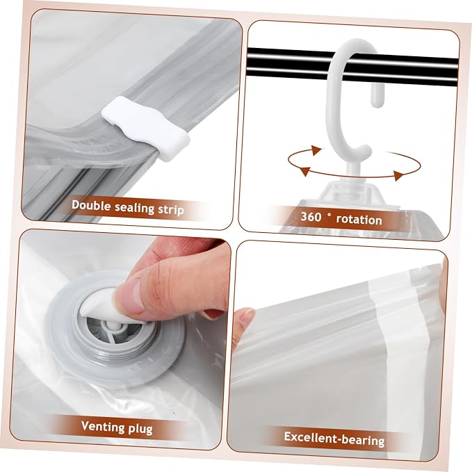 4-pack Space-saving Hanging Storage Bags Vacuum Sealed Compression Bags for Clothes Coats Jackets Seasonal Wear