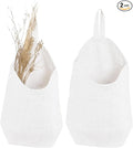 100% Linen Hanging Storage Bags Baskets 2 Pcs, Small Wall Storage Bag for Kitchen, Bedroom, RV Camper Organizer, Sewing Room, Nursery Storage, Kids Room (White)