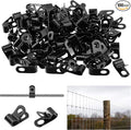 Antrader 0.24" Fence Wire Clamps,R-Type Agricultural Fencing Mounting Clips | 100Pcs 6mm Cable Management Cord Organizer with Screws to Vinyl, Wood or Metal Fence