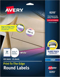 AVERY Round Labels, White, 1-1/2" | Sure Feed Technology | Permanent Adhesive | 400 Labels, Pack of 5