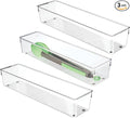 iDesign Plastic Drawer Organizer Bins, Set of 3, Clear | Storage for Kitchen, Storage for Bathroom, Storage for Desk Drawers