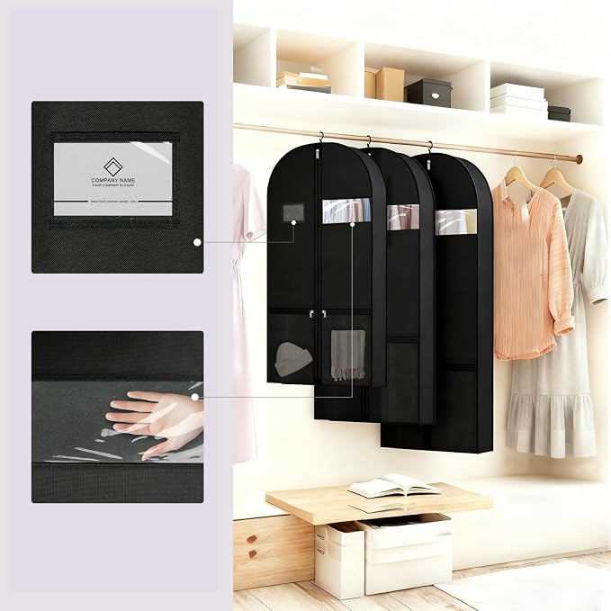 43" Garment Bags 2 Pack, Hanging Suit Covers for Closet Storage and Travel | Two garment covers with pockets, sturdy handles and zippers for organizing suits, dresses, shirts and everyday clothing.