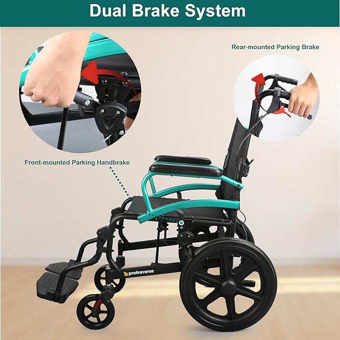 Wheelchairs for Adults,Lightweight Transport Wheelchair with Swing-Away Footrests,Foldable and Portable Travel Wheelchair for Adults adnd Seniors(Green)