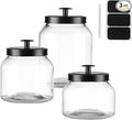 Hyperspace Clear Glass Kitchen Canister Set, Cookie Jar, Food Storage Container, Bathroom Jar with Metal Airtight Lid (Black)