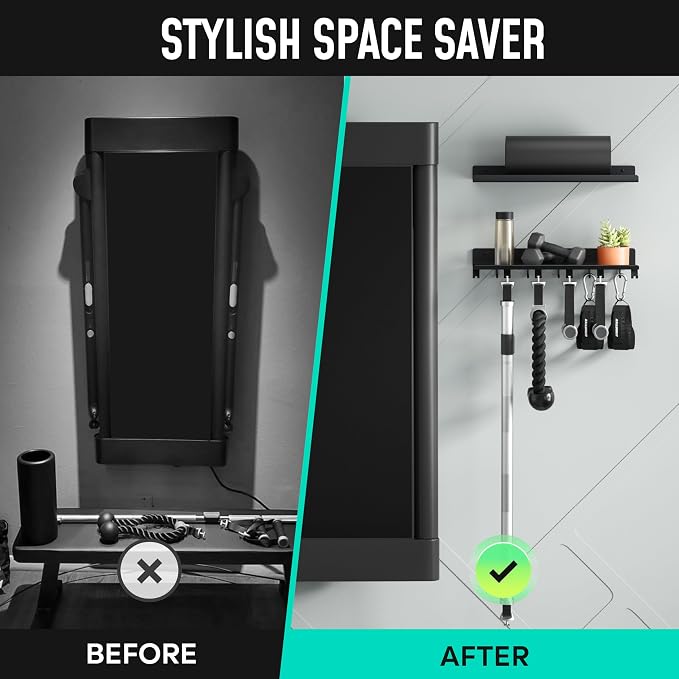 2-Tier Floating Shelf Compatible with Tonal 1 & 2 Accessories | Home Gym Storage Rack, Wall Mount Gym Organizer, Workout Metal Holder, T-Bracket Lock Adapters Hanger, US Patent Holding