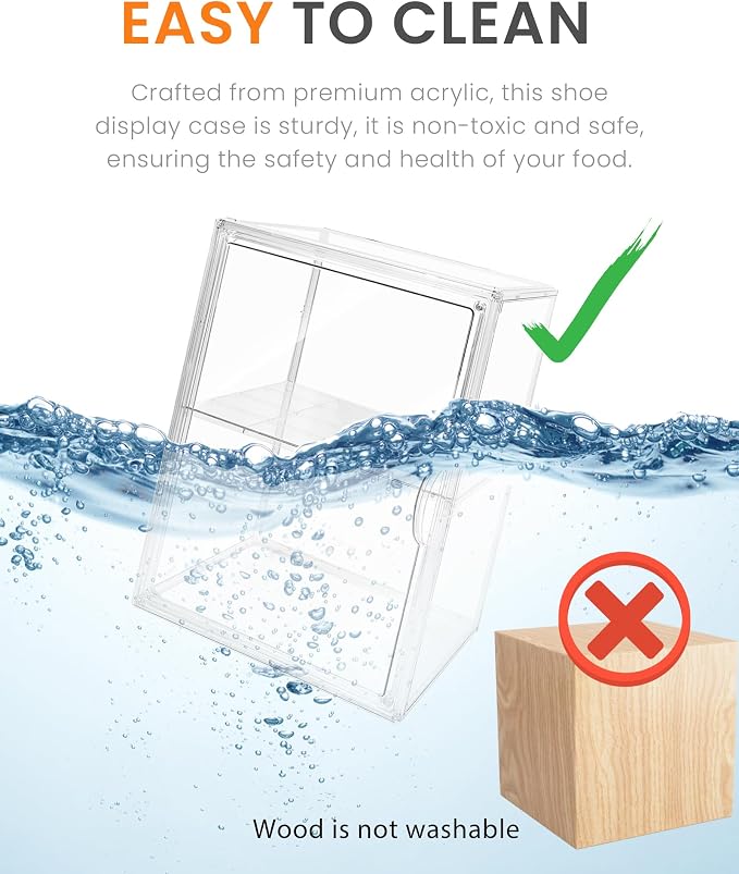 XXX-Large Clear Stackable Acrylic Display with Lid & Magnetic Door - 2-Tier Adjustable Shoe Box Case 11.8'' X 9.8'' X 15.7''Organizer for Boot, Sneakers, Collectibles, Figures, Purses | 1-Pack