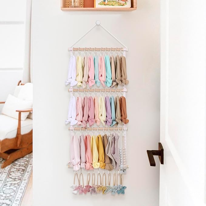 POVETIRE Headband Holder for Girls Baby Headband Organizer Head Bands Hair Accessories Display Organizer Wall Hanging Decor for Nursery baby Room
